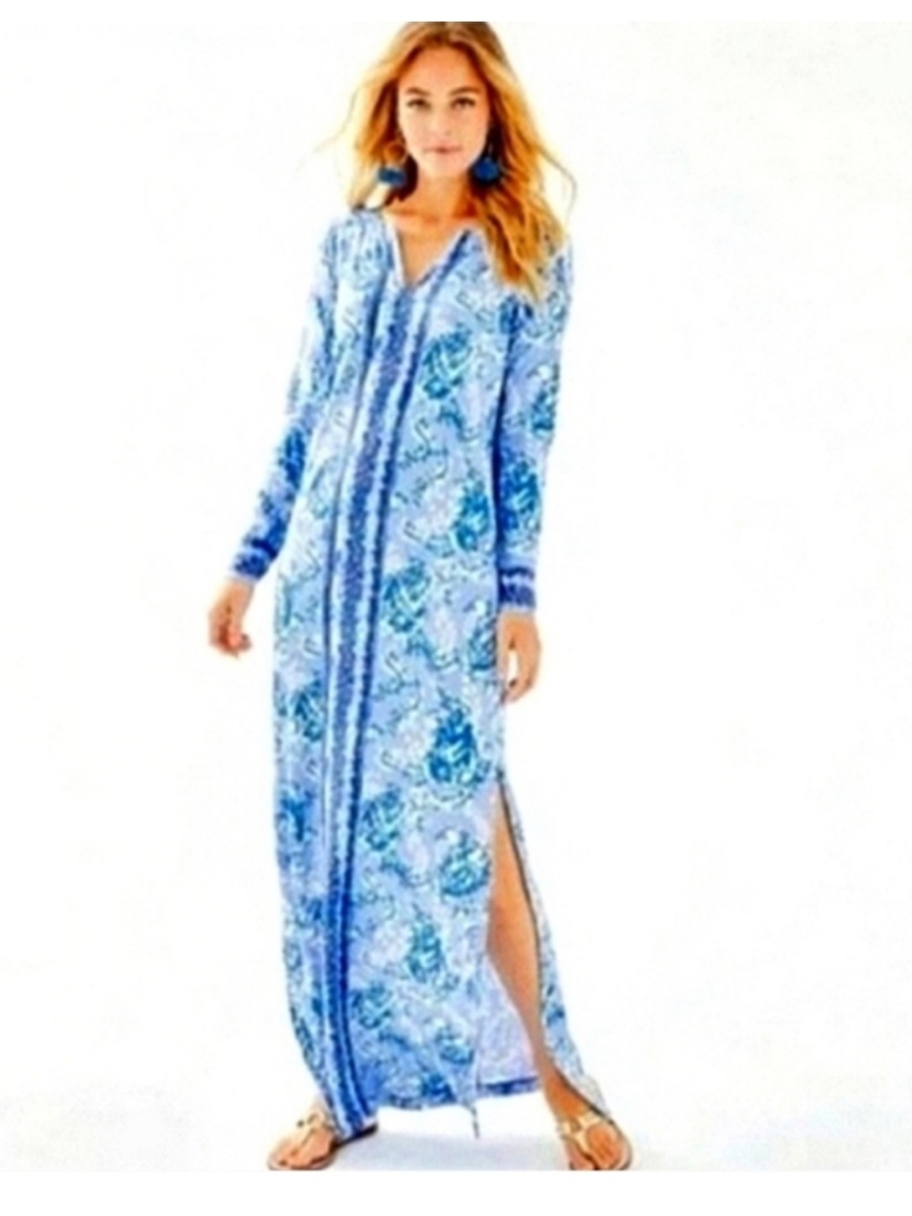 LILLY PULITZER Large Faye UPF 50+ Maxi Loungewear Dress Excellent Condition